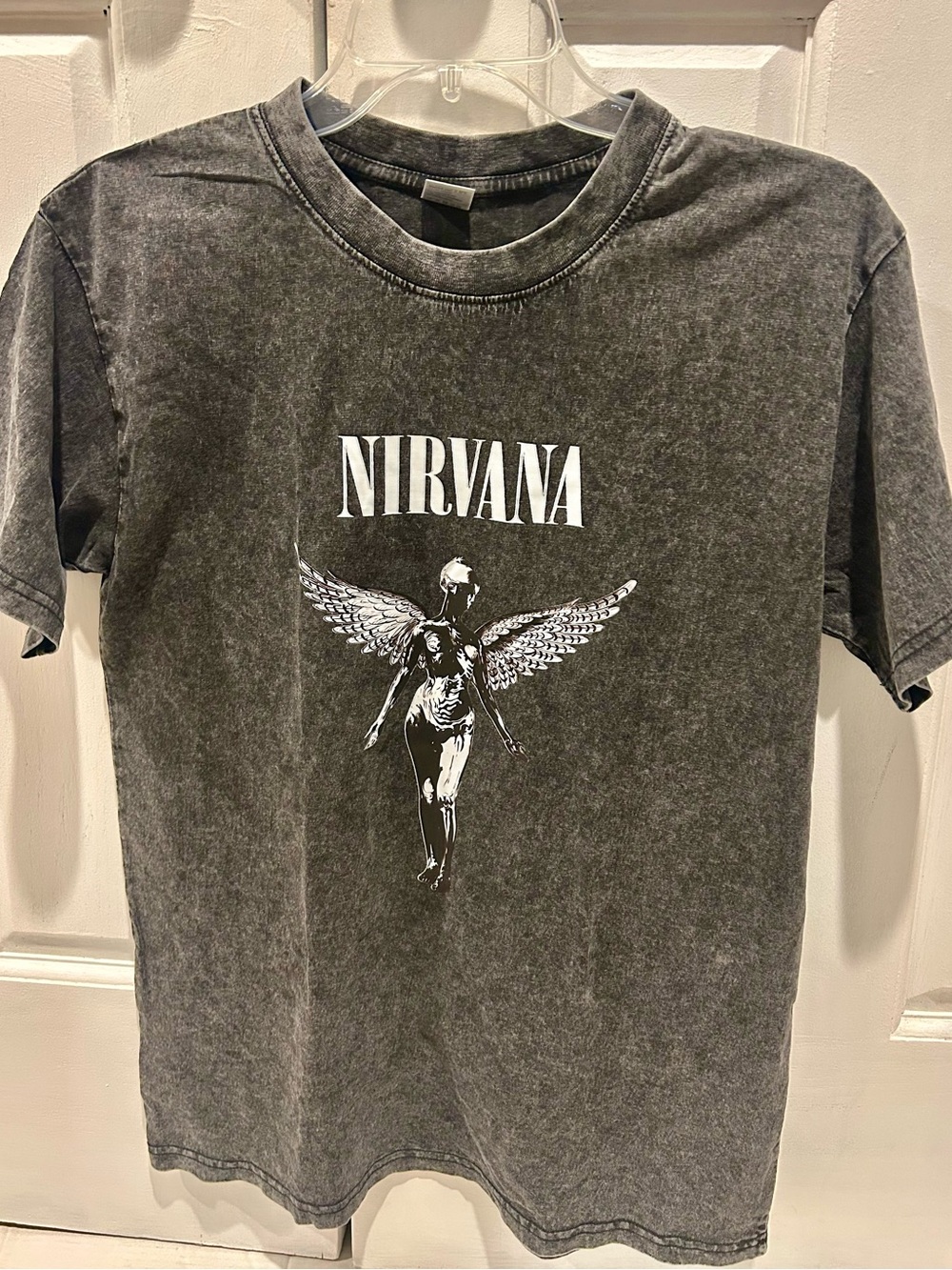 Source Unknown Black Mineral Wash Nirvana Angel Graphic Tee